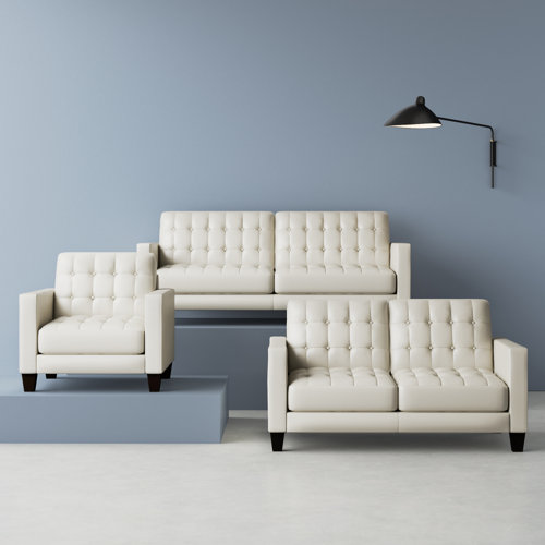 Latitude Run® Alleghanyville 3 Piece Genuine Leather Living Room Set